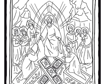 La Resurrección de Cristo - Pascua - Lámina para colorear - Descarga digital