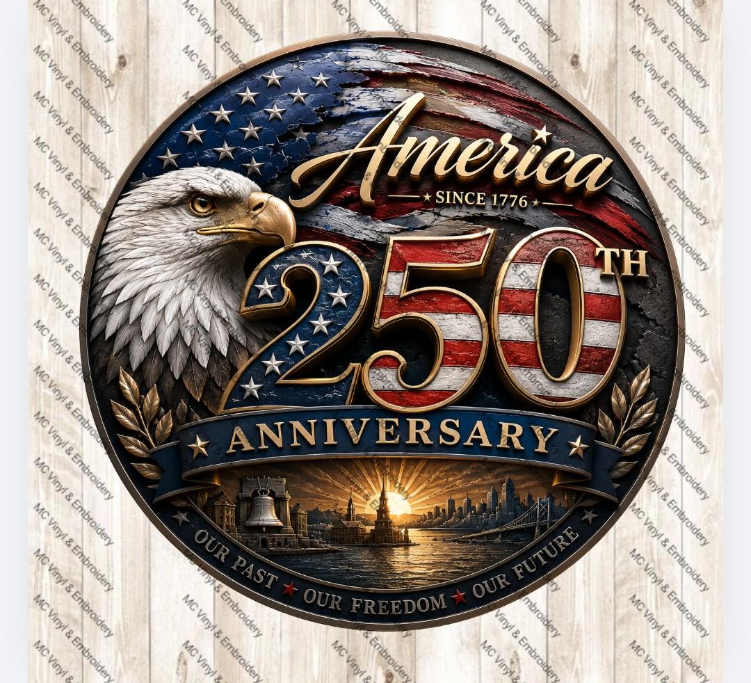 One of a Kind 250th Anniversary America Round Sign | Patriotic Metal ...