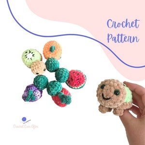5-in-1 Mini FruiTurtle PDF Digital CROCHET PATTERN in English crochet turtles, turtle pattern, crochet fruit turtle image 1