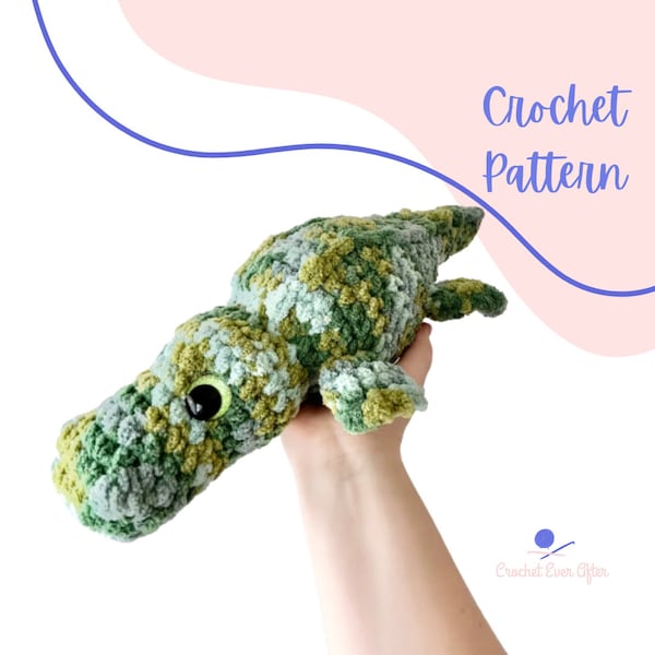 Low Sew Ally the Alligator | PDF Digital CROCHET PATTERN in English | crochet alligator, alligator pattern, crochet gator