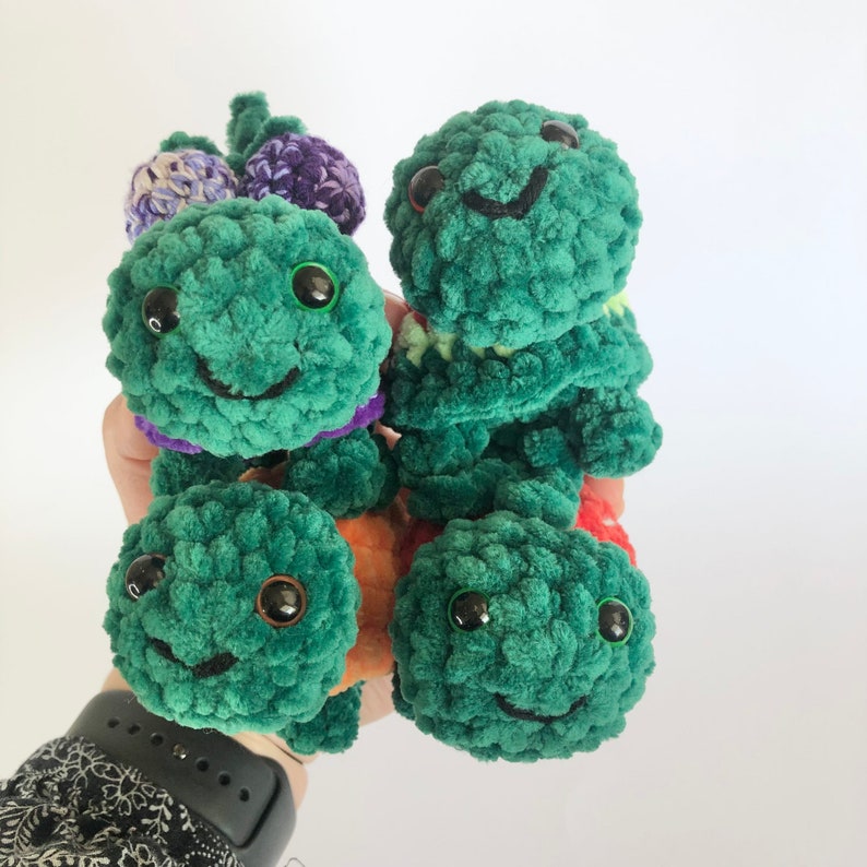 5-in-1 Mini FruiTurtle PDF Digital CROCHET PATTERN in English crochet turtles, turtle pattern, crochet fruit turtle image 4
