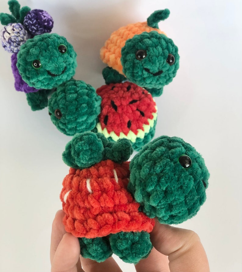 5-in-1 Mini FruiTurtle PDF Digital CROCHET PATTERN in English crochet turtles, turtle pattern, crochet fruit turtle image 10