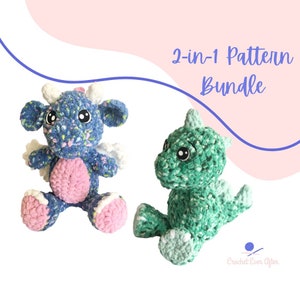 2-in-1 Pattern Bundle for Dragon/Dino | PDF Digital CROCHET PATTERN in English | crochet dragon, dino pattern, dragon pattern