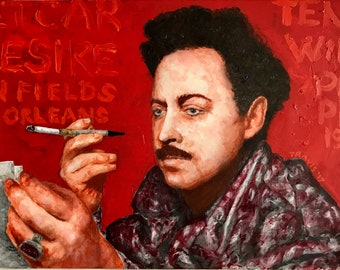 ¡OFERTA A MITAD DE DESCUENTO! Pintura acrílica original: Tennessee Williams - En el corazón asustado de mí