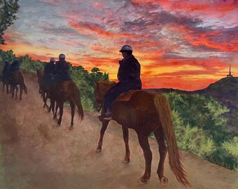 Pintura acrílica original: Atardecer en Atardecer, 2021