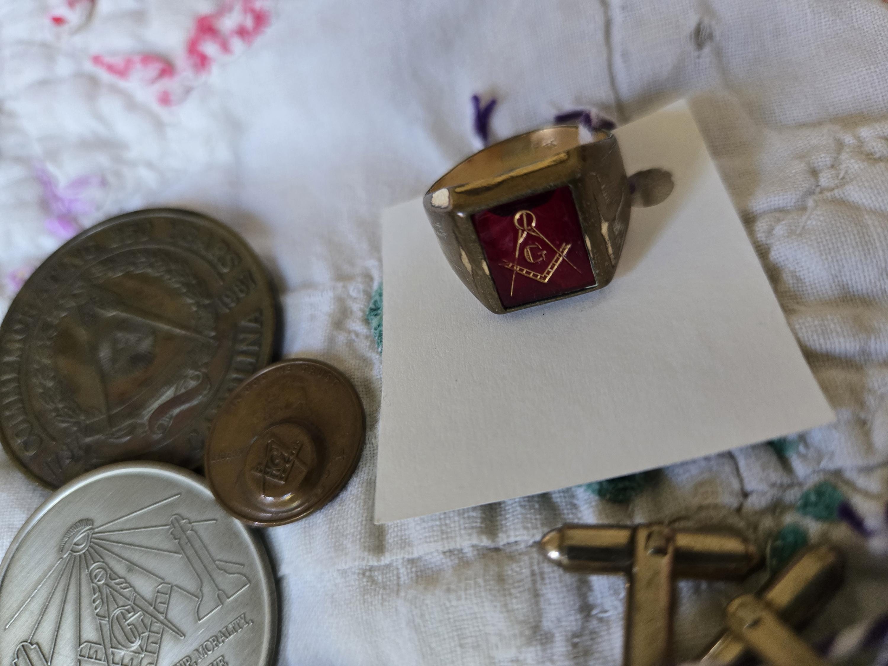 Vintage Masonic Collection of Coins, Ring, Cuff Links,... - Etsy