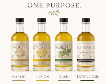 Gourmet California Olive Oil Gift Set | EVOO, Garlic, Lemon & Basil Fused Oils | Decorative Box Not Included