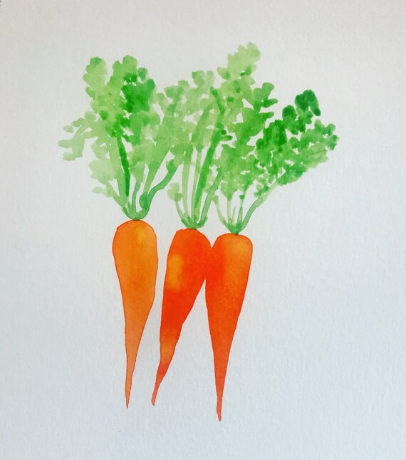 Original Watercolor Carrot Painting Etsy