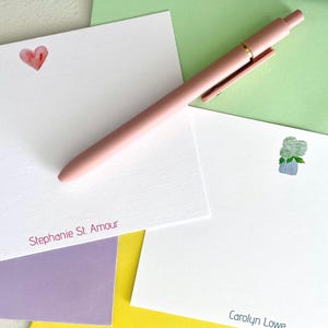 Gepersonaliseerde notitiekaarten - Set van 10 aquarelkaarten – Leuke aquarelkaart – aangepaste notitiekaart – briefpapier cadeau voor haar