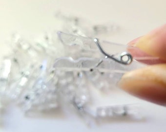 Pinzas de ropa acrílicas transparentes pequeñas: pinzas para manualidades en miniatura (20 o 10 piezas)