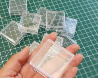 Estuche de cubo cuadrado transparente de plástico pequeño de 1,9 x 5 x 5 cm