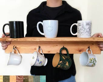 Coffee Mug Holder, Teacup  Holder, Coffee Mug Display, Coffee Mug Rack, Unique Home Decor, Gift for Coffee Lover, Rustic Farmhouse Decor