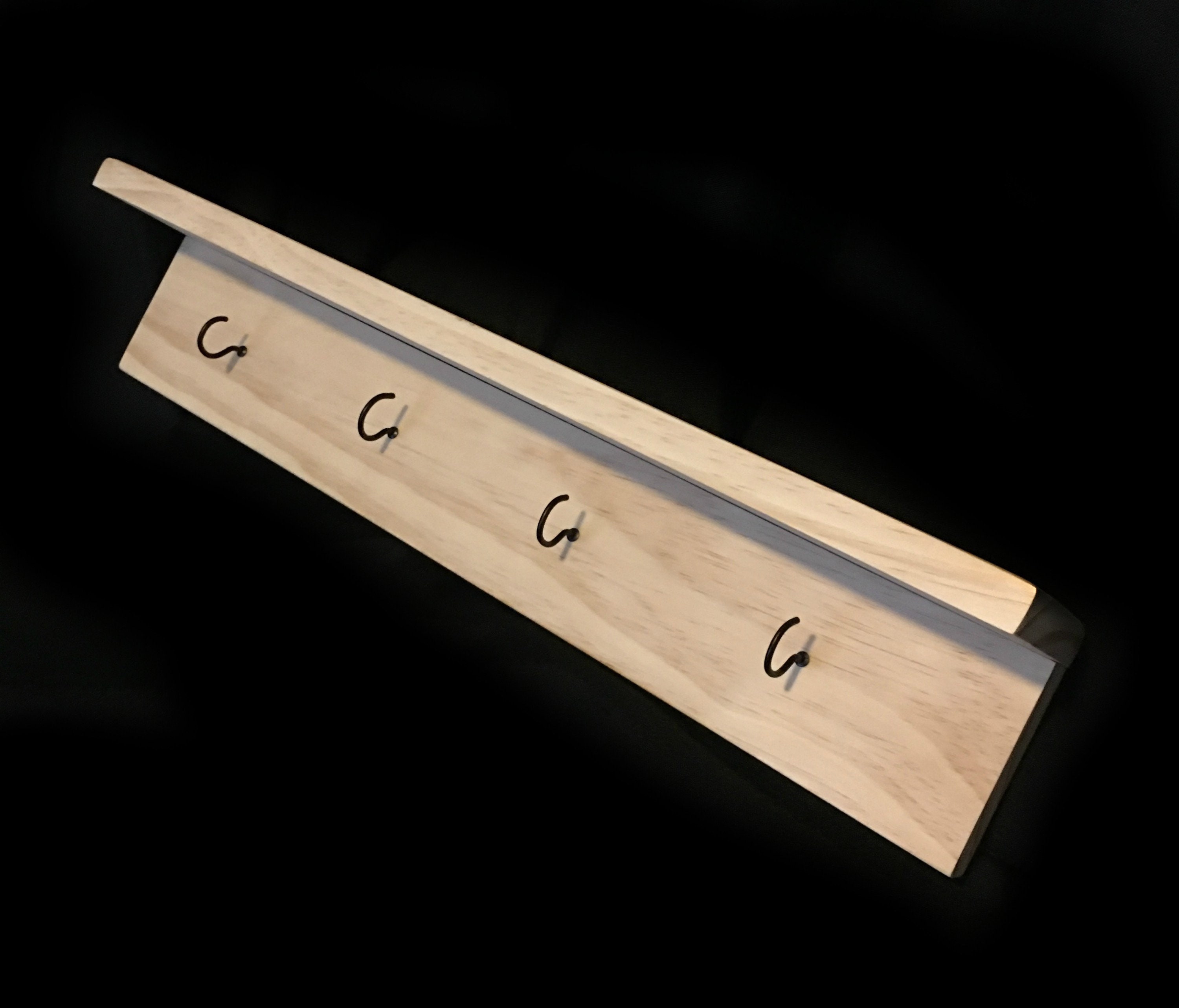 Black Shelf With Hooks for Coffee Mugs or Tea Cups Custom Wood Etsy