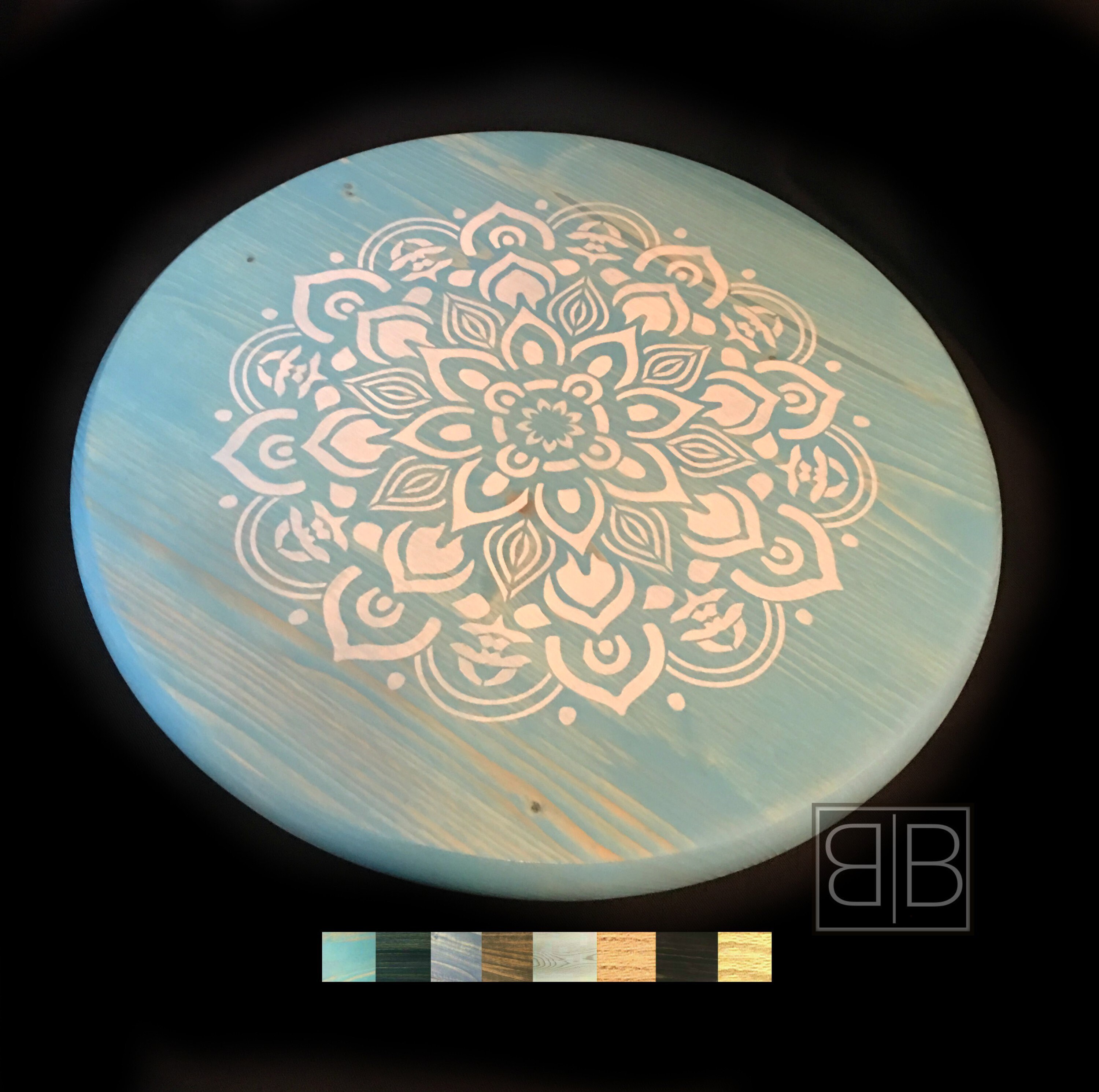 Small Wood Lazy Suan Aqua Home Decor Mandala Painted Lazy Etsy