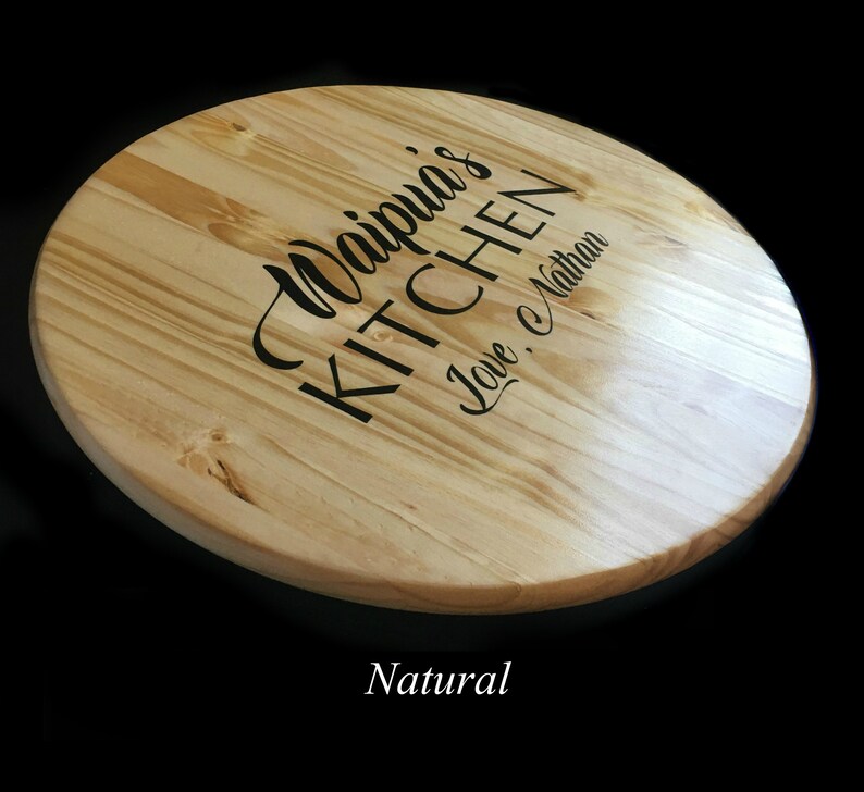 Custom gift personalized lazy susan 14, 18 or 24 with choice of stain and paint colors Natural