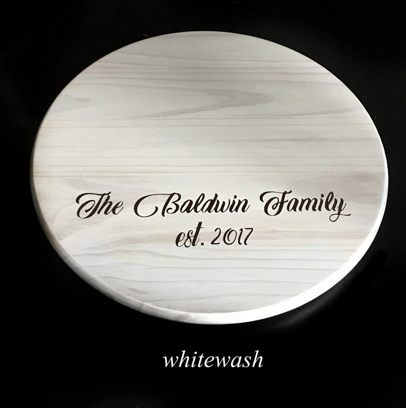 Custom gift personalized lazy susan 14, 18 or 24 with choice of stain and paint colors Whitewash