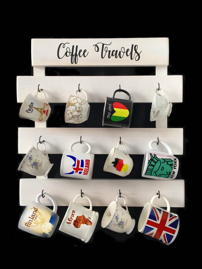 Tea Cup Rack Farmhouse Coffee Mug Wall Rack Tea Cup Display 12 - Etsy UK