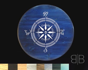 Nautical home decor / Compass lazy susan turntable / Decor for boat Gift for boater Ocean lover gift