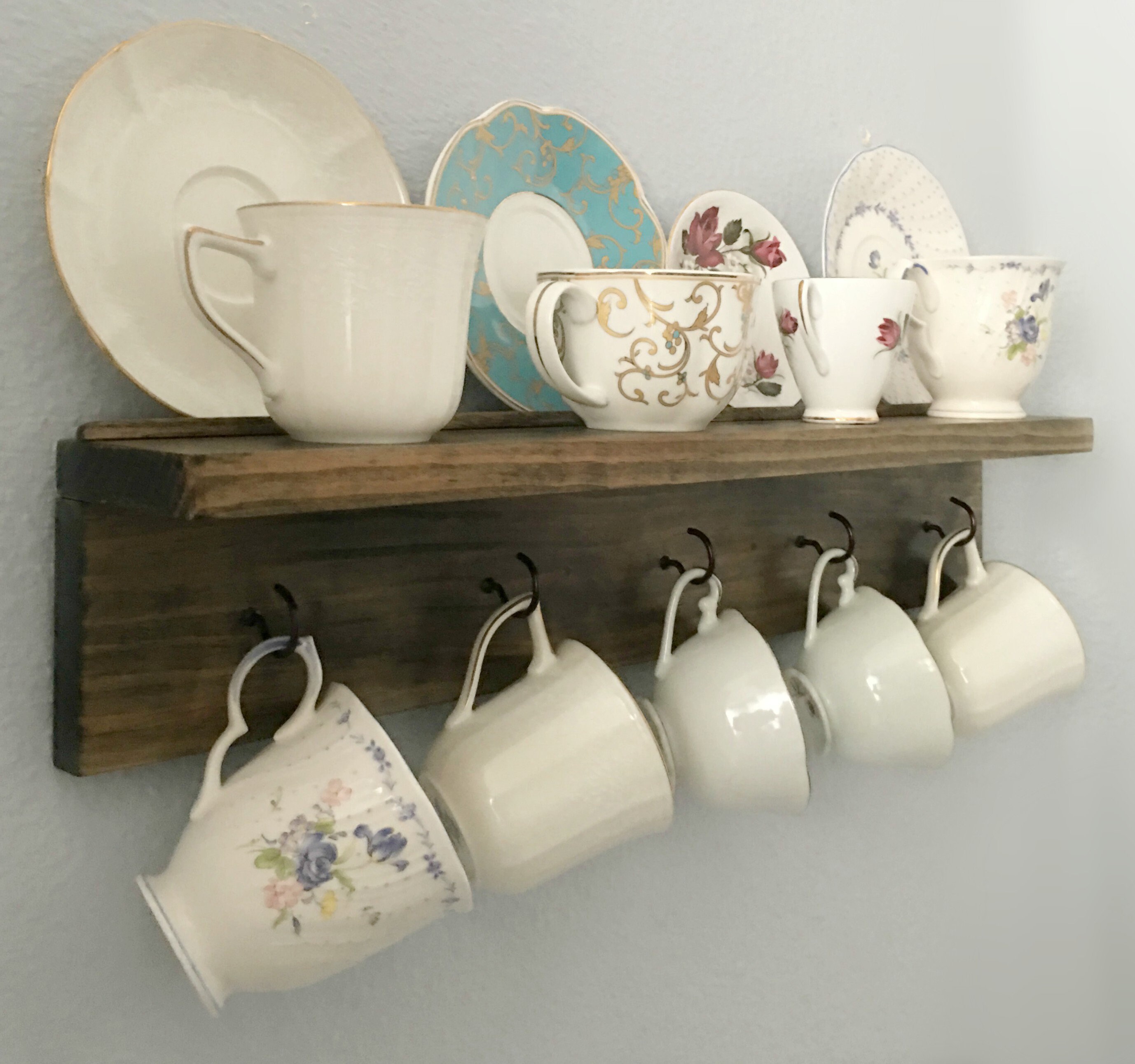 Coffee mug shelves, Tea cup shelf, Mug cubby,Wall mounted shelves,Mug wall  shelf