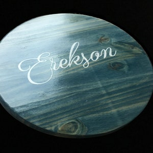 Custom gift personalized lazy susan 14, 18 or 24 with choice of stain and paint colors Blue