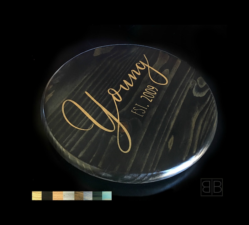 Custom gift personalized lazy susan 14, 18 or 24 with choice of stain and paint colors Black