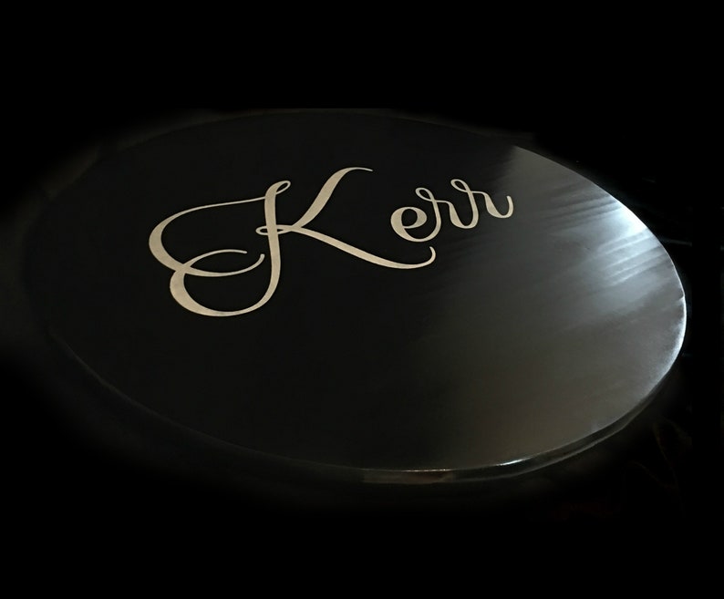 Custom gift personalized lazy susan 14, 18 or 24 with choice of stain and paint colors Black Gloss