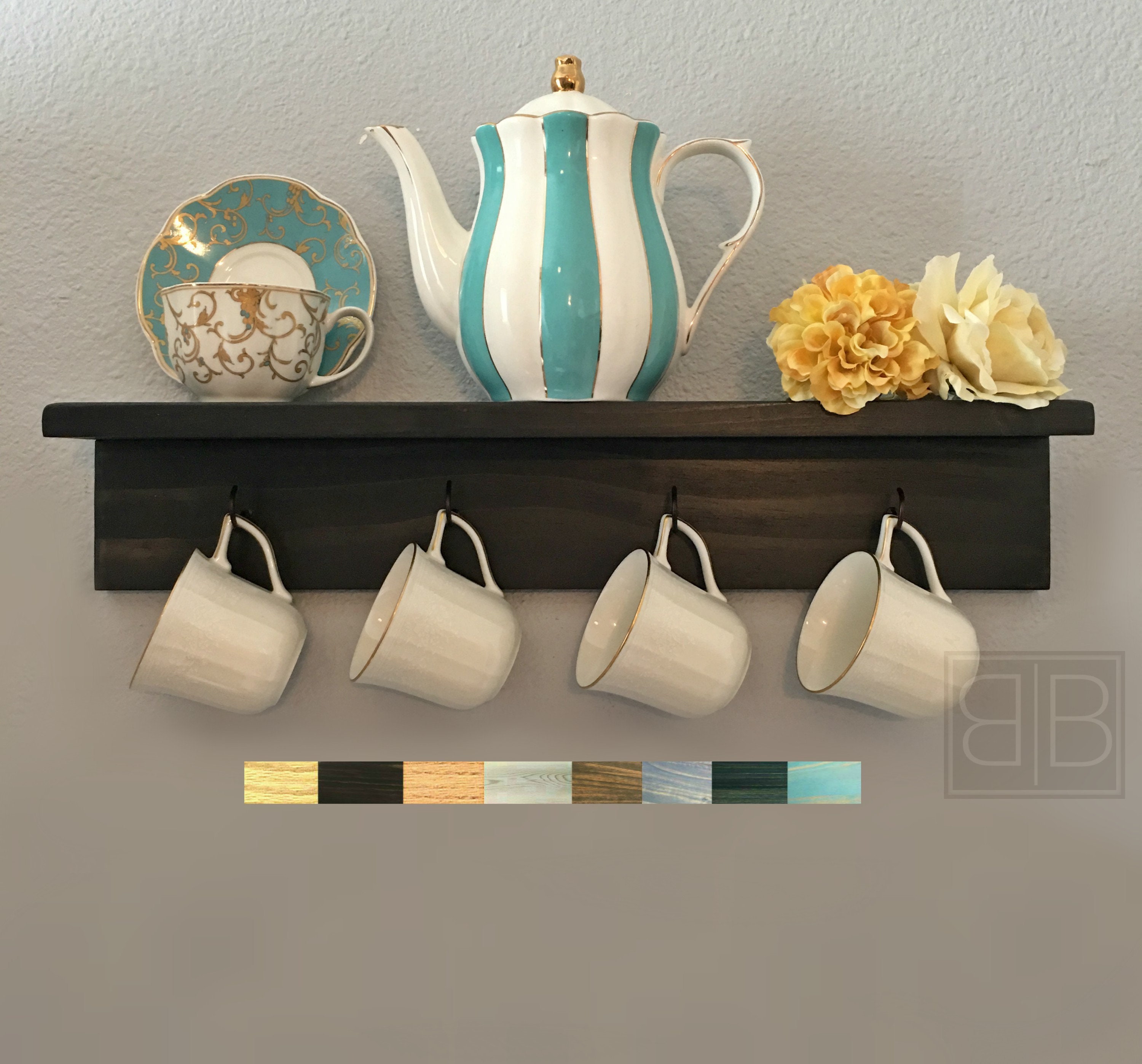 Tea Set Display Shelf, Coffee Mug Shelf Display, Tea Rack, Saucer