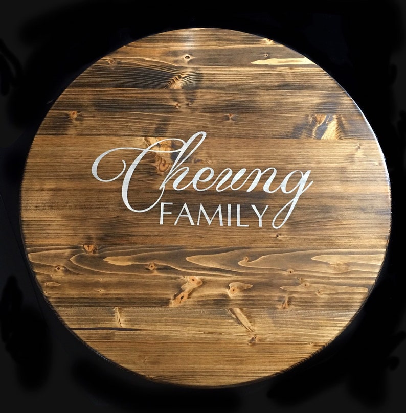 Custom gift personalized lazy susan 14, 18 or 24 with choice of stain and paint colors Light Jacobean