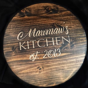 Custom gift personalized lazy susan 14, 18 or 24 with choice of stain and paint colors Dark Jacobean