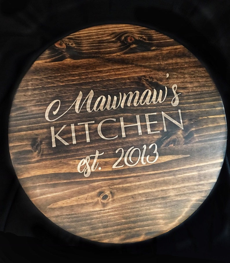 Custom gift personalized lazy susan 14, 18 or 24 with choice of stain and paint colors Dark Jacobean