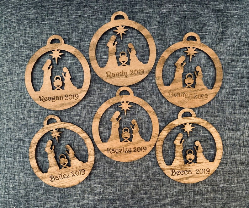 Download Round Nativity Single Layer Ornament SVG Laser Cut File | Etsy