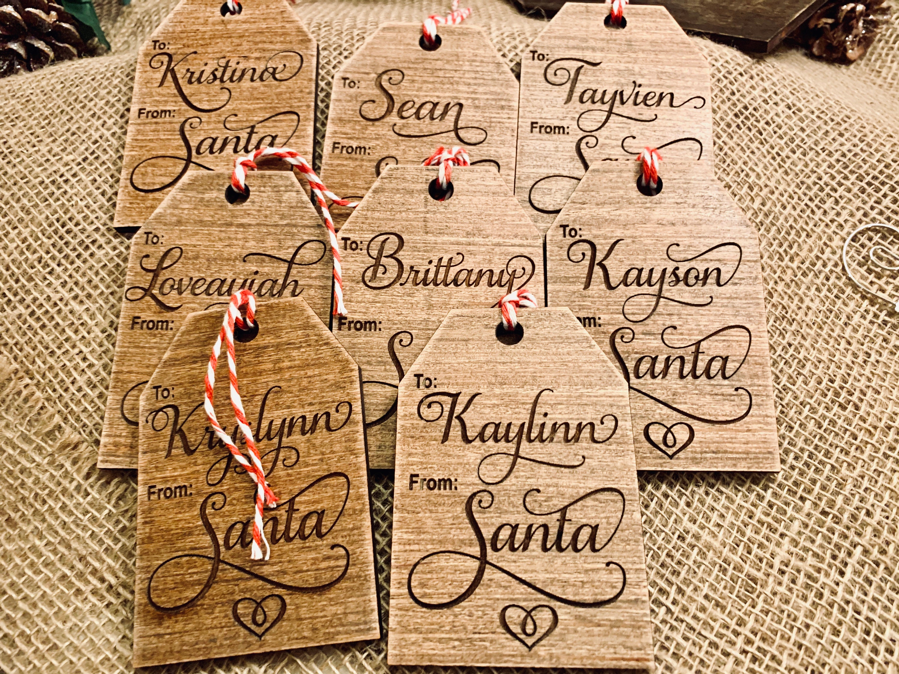 Personalized Wood Gift Tags From Santa 5 Tags Heirloom Etsy