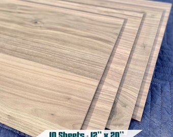 1/4” Rustic Walnut Plywood - 10 Sheets - Glowforge Laser Cut Materials - 12” x 20” Unfinished Walnut - CNC, Woodwork, Crafting