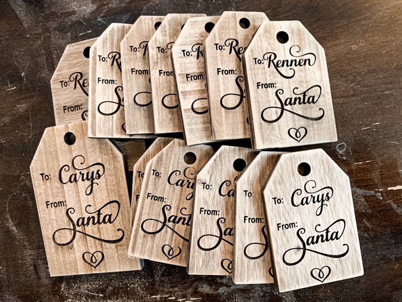 Personalized Wood Gift Tags From Santa 5 Tags Heirloom Etsy