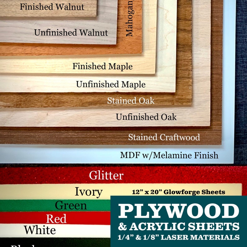 Finished Plywood & Acrylic Sheets for Laser Cutting Etsy