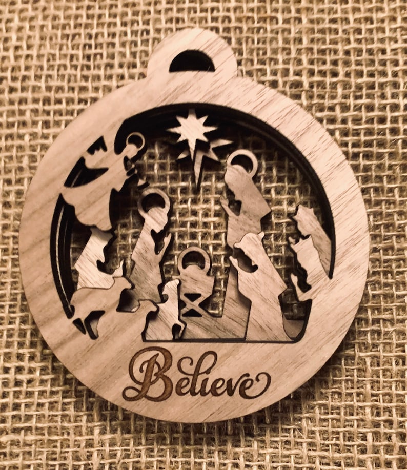 Download Round Nativity Ornament 3 Layers SVG Laser Cut File | Etsy