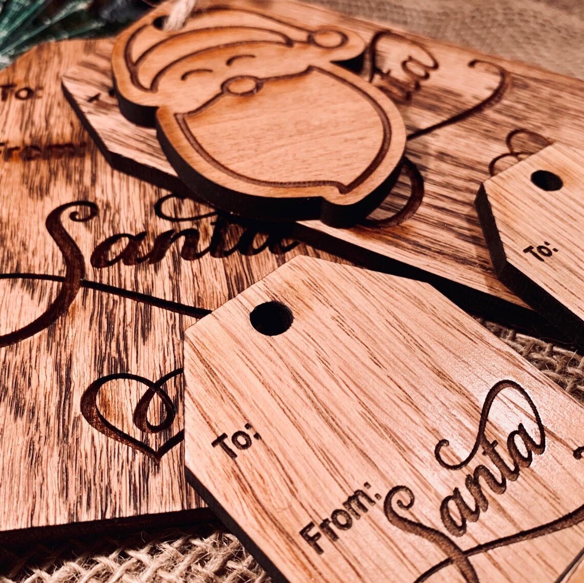 Personalized Wood Gift Tags From Santa 5 Tags Heirloom Etsy