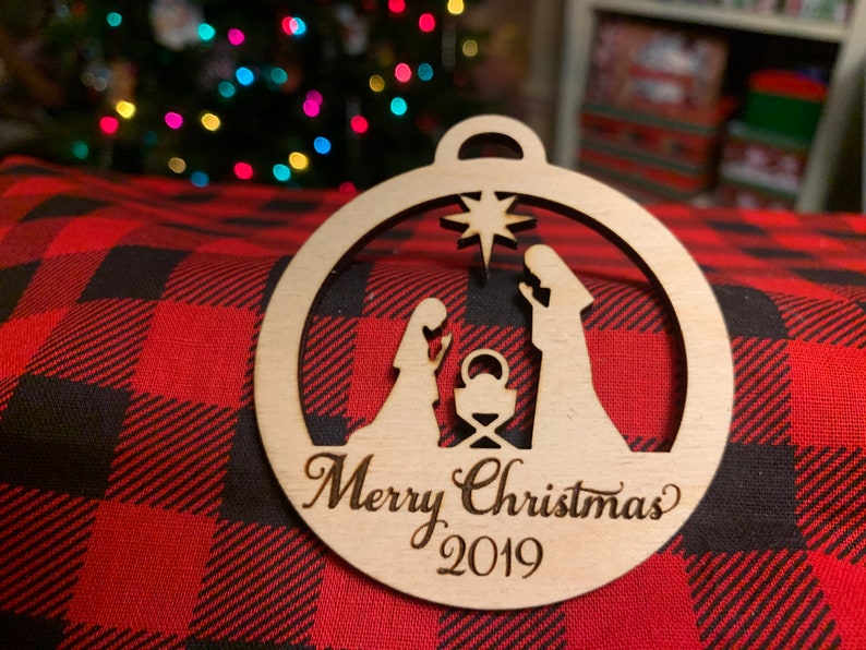 Download Round Nativity Single Layer Ornament SVG Laser Cut File | Etsy