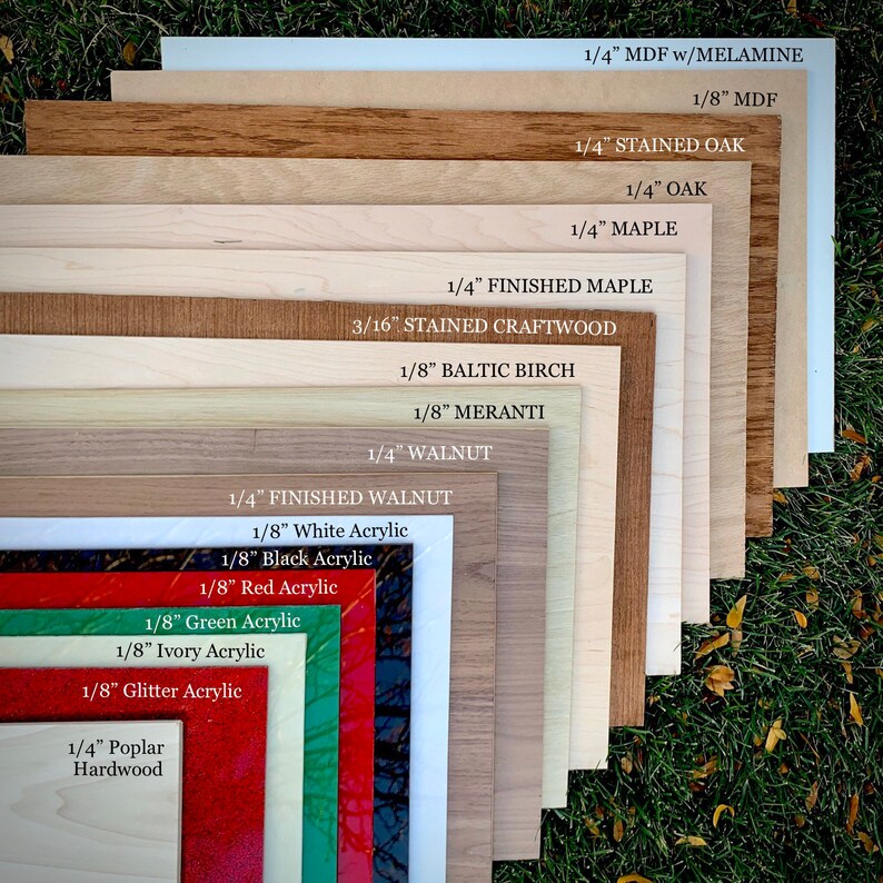 Finished Plywood Acrylic Sheets For Glowforge Laser Cutting Etsy