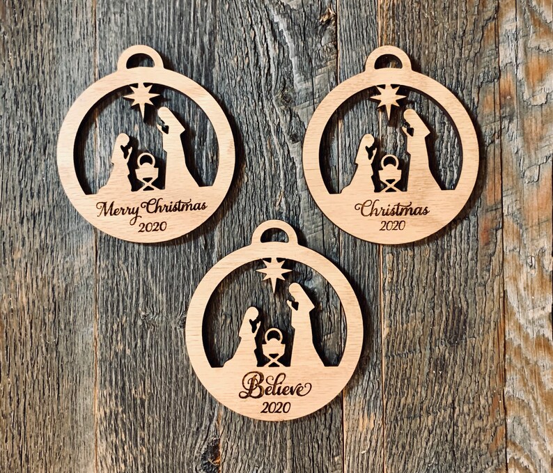 Download Round Nativity Single Layer Ornament SVG Laser Cut File | Etsy