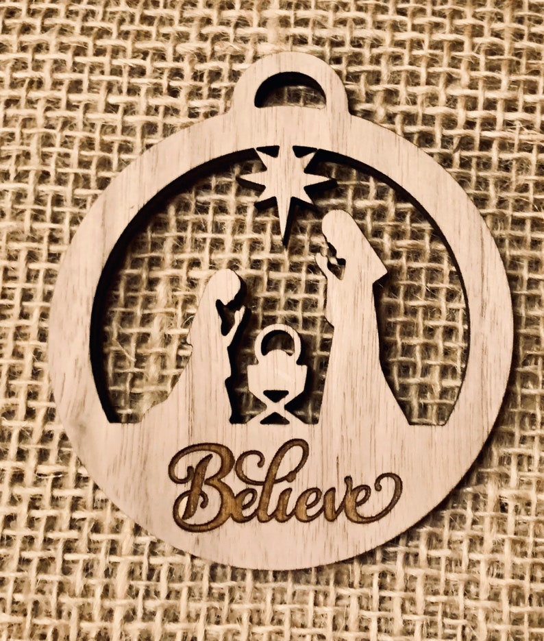 Download Round Nativity Single Layer Ornament SVG Laser Cut File | Etsy