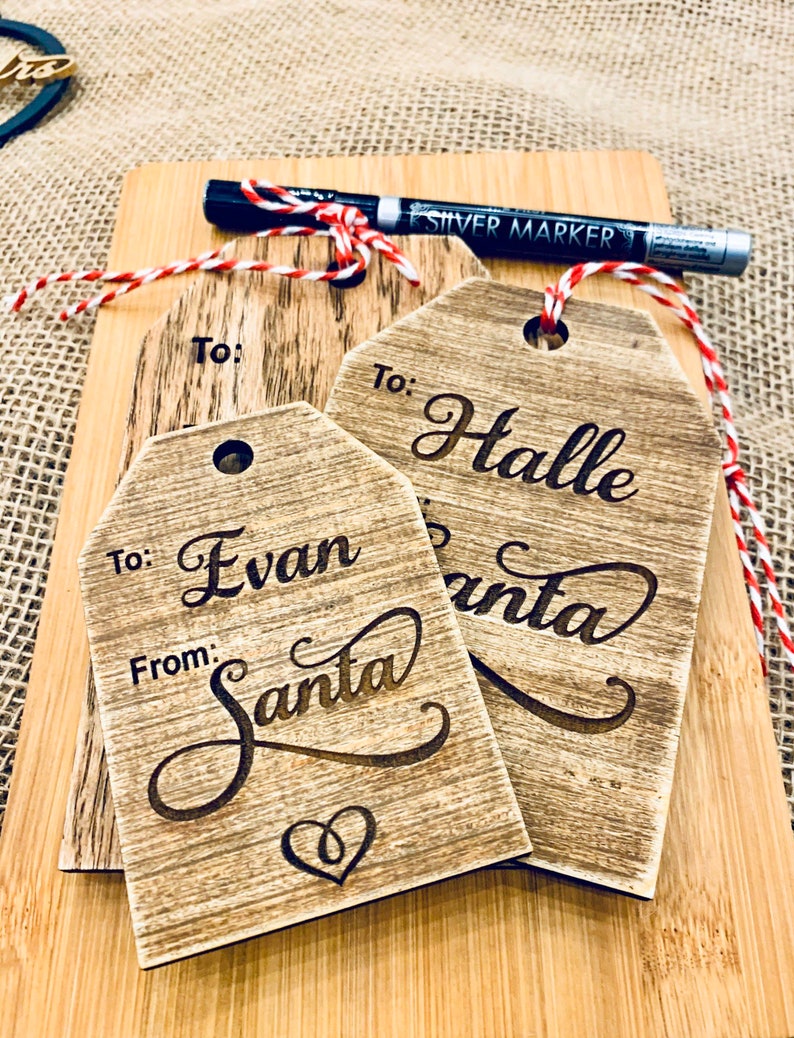 Personalized Wood Gift Tags From Santa 5 Tags Heirloom Etsy