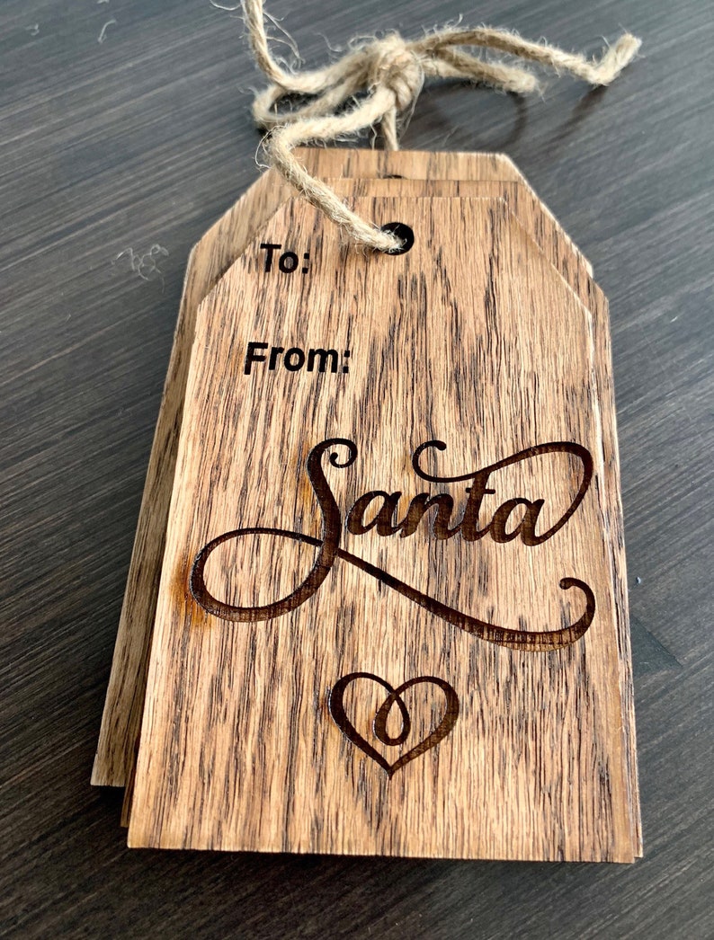 Personalized Wood Gift Tags From Santa 5 Tags Heirloom Etsy