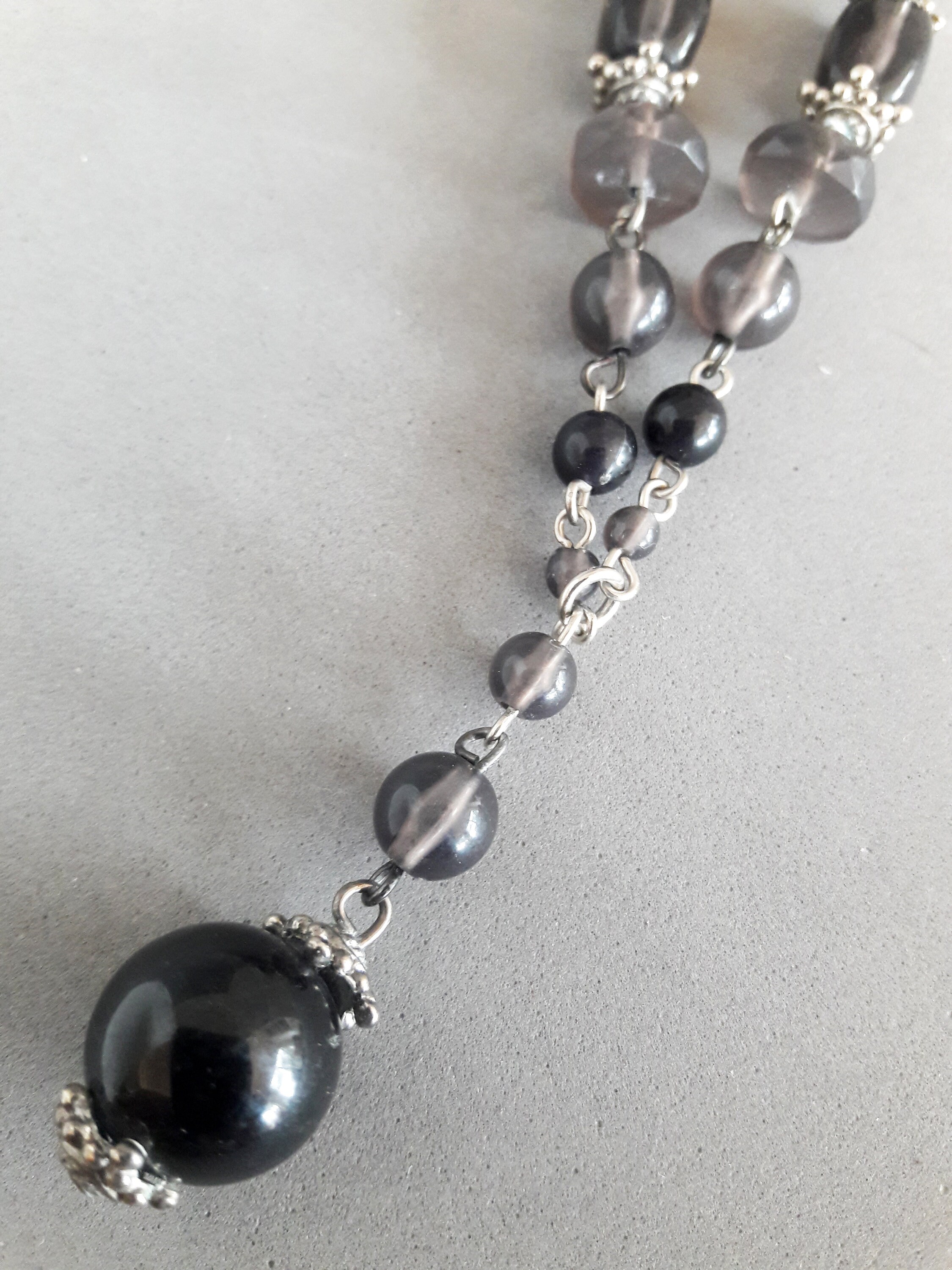 I'M HOI Black Bead and Silver Necklace - Etsy