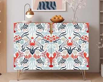 Coastal Chic Storage Cabinet, Beach Home Contemporary Accent Furniture, Entryway Storage Credenza, Home Bar Liquor Cabinet