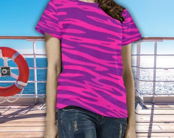 Cheshire Cat Inspired Soft Tee Women's Short Sleeve Crewneck T-shirt,  Alice in Wonderland Party T-Shirt, Cheshire Cat Character Costume Top