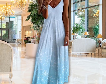Ice Queen Inspired Costume Dress, Adult Princess Dress, Ladies Winter Theme Gown, Pastel Snowflake Maxi