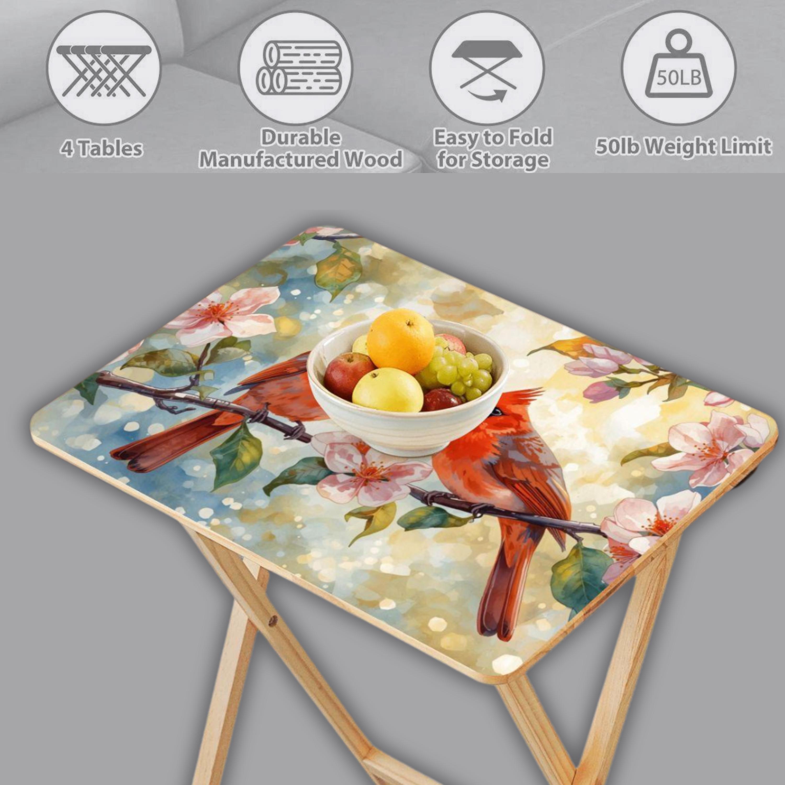 Cardinal Rack Cardinal Seasons Wooden TV Trays With Storage Rack (set of 4 ...