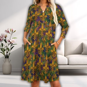 Green 3/4 Sleeve Dress - Etsy