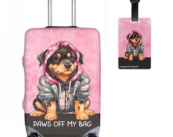 Rottweiler en veste Paws Off My Bag Housse de bagage et ensemble d'étiquettes